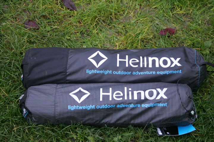 Helinox Cot One und Helinox Cot Lite im packbeutel